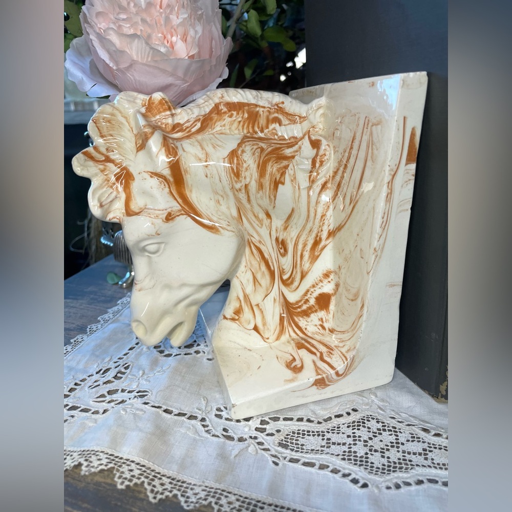 vintage Horse head Marble book End Alabama clay